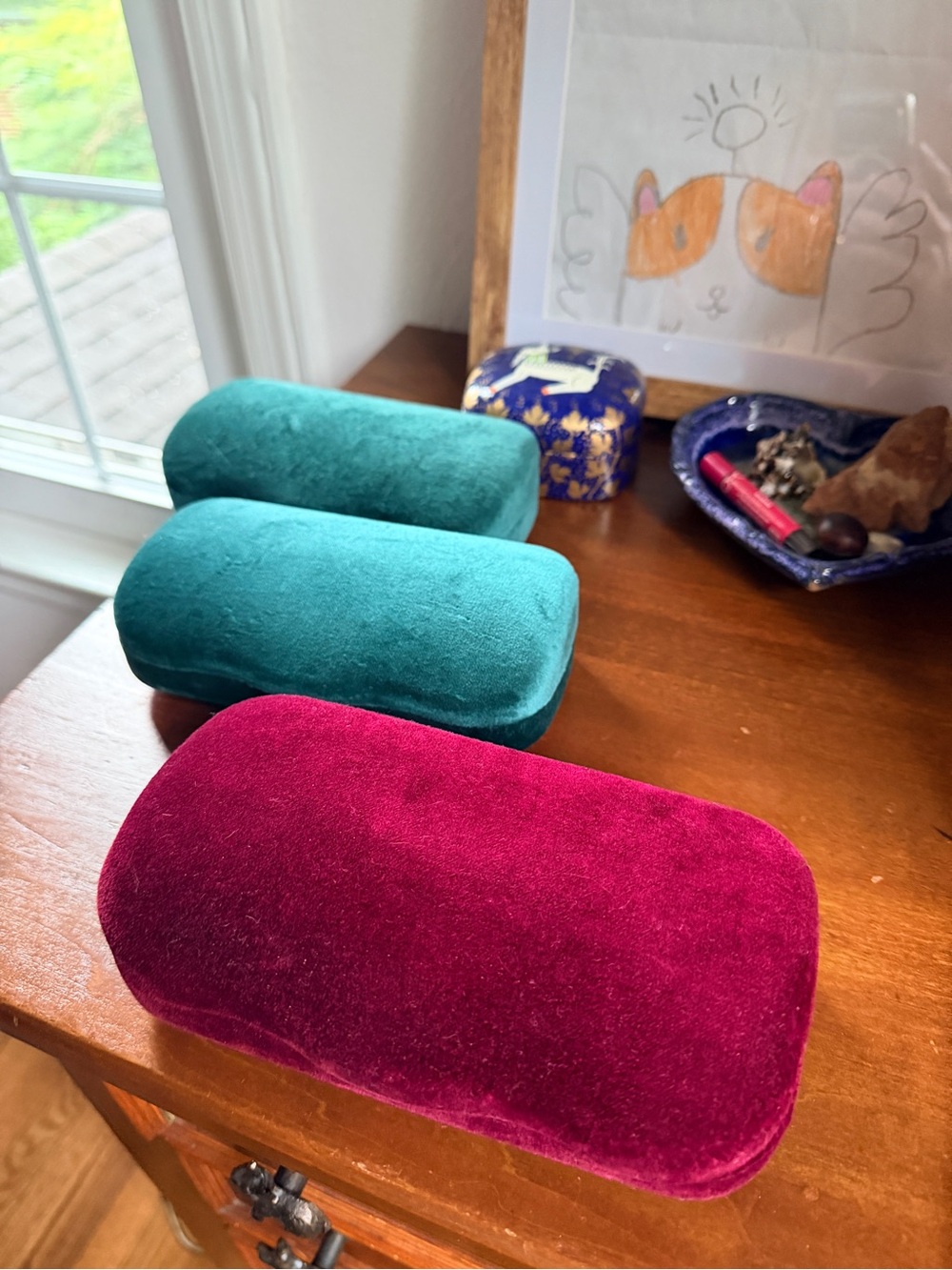 Gucci Velvet Eyeglass Cases in Green & Burgundy